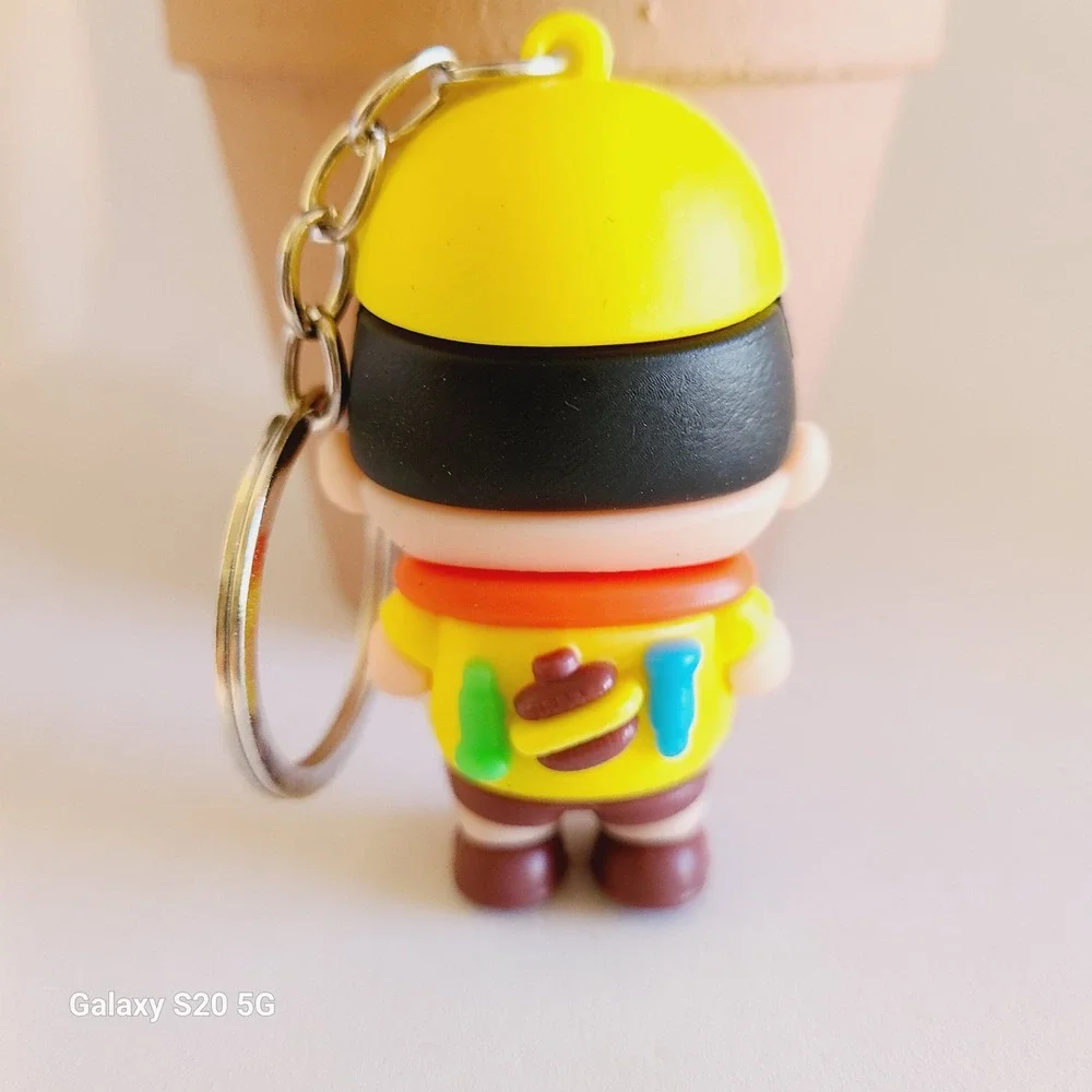 Cute Cartoon Boy Keychain‎ Yellow Hat Red Scarf Backpack Charm NEW Collectible
